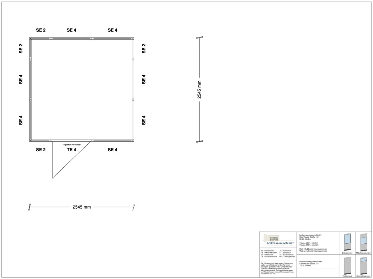 Zeichnung für M System RS 45 von Becker Raumsysteme - Artikel HM4-2525