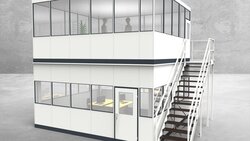 Hallenbüro als Doppelstock 4-seitig 5,50 x 5,00 m 27,5 m² (HD4-5550)