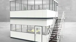 Hallenbüro als Doppelstock 4-seitig 5,50 x 5,00 m 27,5 m² (HD4-5550)