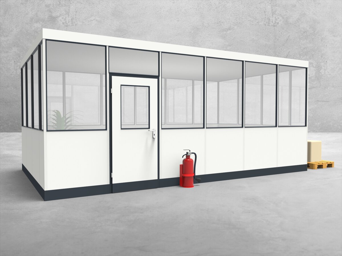 Aussenansicht für Hallenbüro 4-seitig 6,00 x 3,50 m System RS 45 von Becker Raumsysteme - Artikel HB4-6035