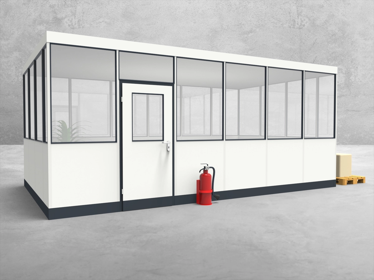 Aussenansicht für Hallenbüro 4-seitig 6,00 x 3,50 m System RS 45 von Becker Raumsysteme - Artikel HB4-6035