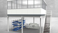 Hallenbüro auf Stahlbau 4-seitig 6,00 x 6,00 m 36 m² (HS4-6060)