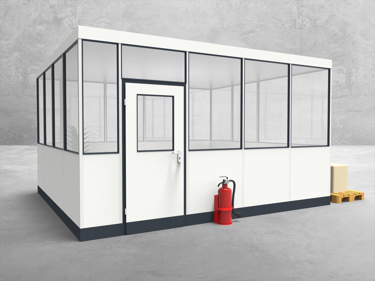 Aussenansicht für Hallenbüro 4-seitig 4,50 x 4,00 m System RS 45 von Becker Raumsysteme - Artikel HB4-4540