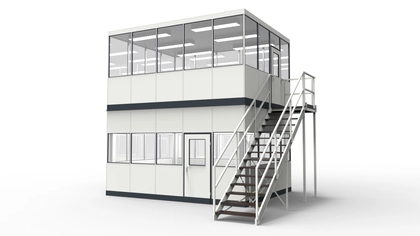 Hallenbüro mit Stahlbau aus dem System RS45 Hallenbüro mit Stahlbau aus vorgefertigten Bauteilen für Industrielösungen