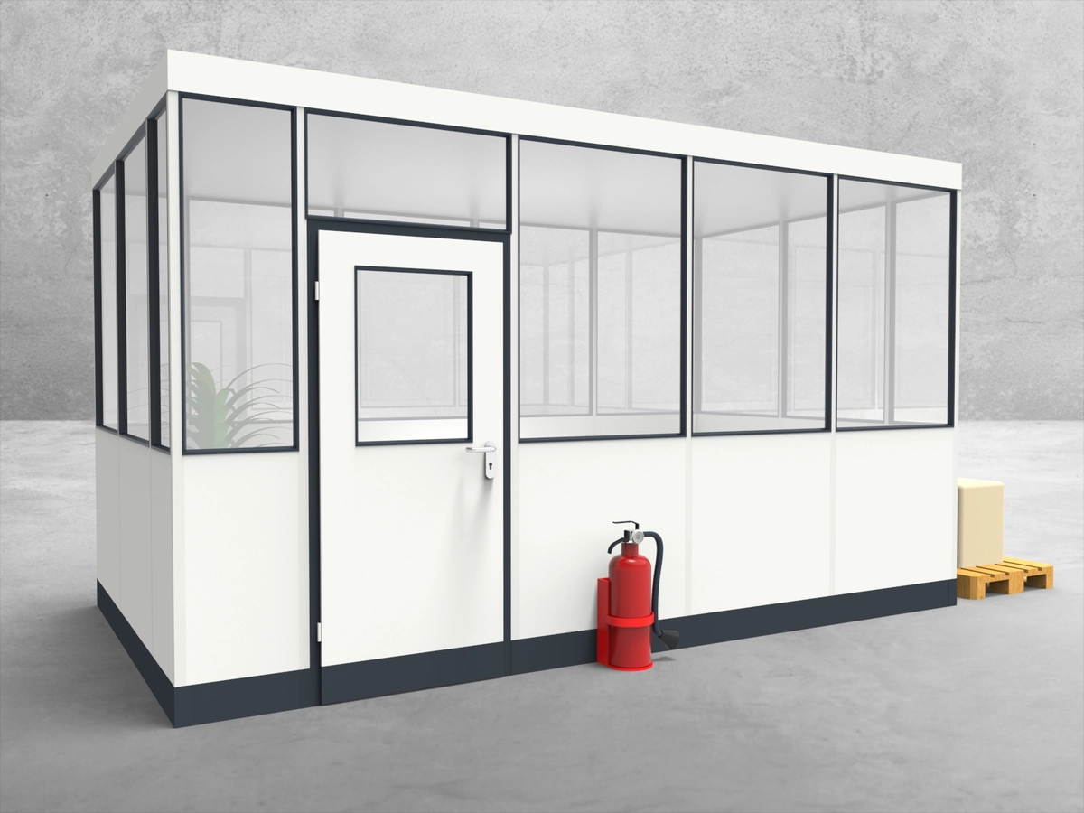 Aussenansicht für Hallenbüro 4-seitig 4,50 x 2,50 m System RS 45 von Becker Raumsysteme - Artikel HB4-4525