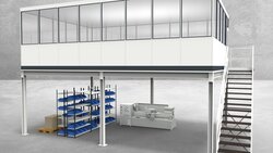 Hallenbüro auf Stahlbau 4-seitig 8,00 x 5,50 m 44 m² (HS4-8055)