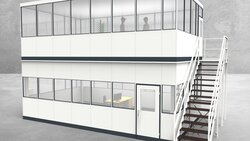 Hallenbüro als Doppelstock 4-seitig 7,50 x 4,50 m 33,75 m² (HD4-7545)