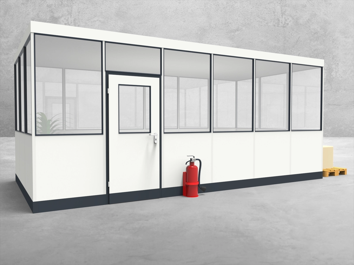 Aussenansicht für Hallenbüro 4-seitig 6,00 x 3,00 m System RS 45 von Becker Raumsysteme - Artikel HB4-6030