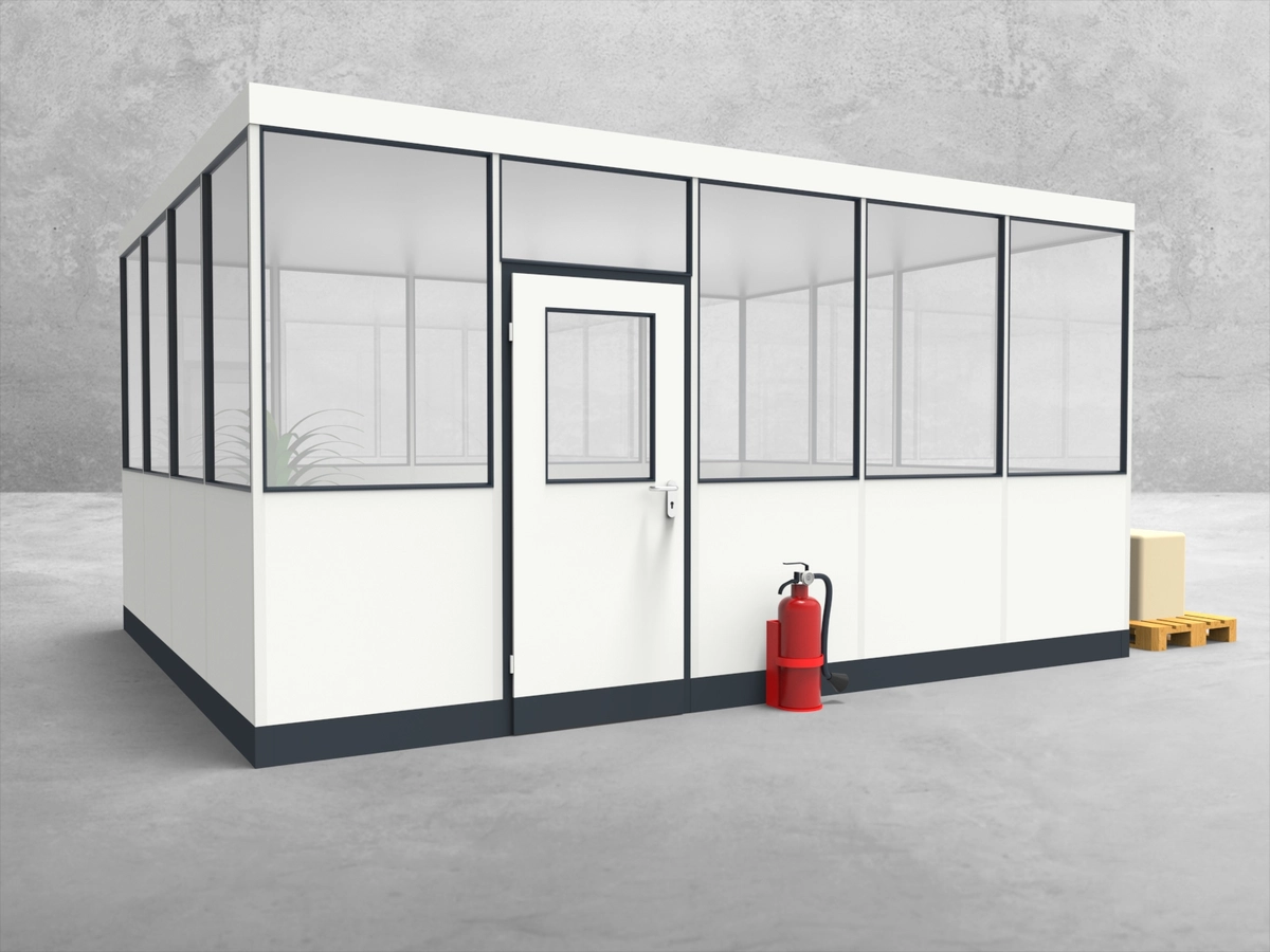 Aussenansicht für Hallenbüro 4-seitig 5,00 x 4,00 m System RS 45 von Becker Raumsysteme - Artikel HB4-5040