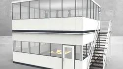 Hallenbüro als Doppelstock 4-seitig 6,50 x 6,00 m 39 m² (HD4-6560)