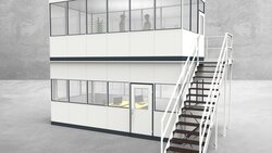 Hallenbüro als Doppelstock 4-seitig 6,00 x 3,00 m 18 m² (HD4-6030)