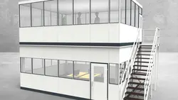 Hallenbüro als Doppelstock 4-seitig 6,50 x 5,00 m 32,5 m² (HD4-6550)