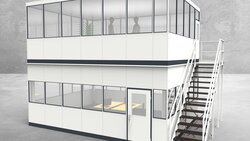 Hallenbüro als Doppelstock 4-seitig 6,50 x 5,00 m 32,5 m² (HD4-6550)