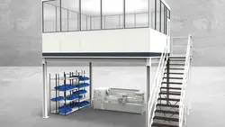 Hallenbüro auf Stahlbau 4-seitig 5,00 x 4,50 m 22,5 m² (HS4-5045)