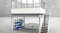 Hallenbüro auf Stahlbau 4-seitig 5,00 x 4,50 m 22,5 m² (HS4-5045)