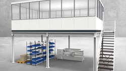 Hallenbüro auf Stahlbau 4-seitig 7,50 x 5,00 m 37,5 m² (HS4-7550)