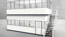 Hallenbüro als Doppelstock 4-seitig 7,50 x 4,00 m 30 m² (HD4-7540)