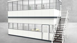 Hallenbüro als Doppelstock 4-seitig 7,50 x 4,00 m 30 m² (HD4-7540)