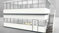 Hallenbüro als Doppelstock 4-seitig 9,00 x 5,00 m 45 m² (HD4-9050)