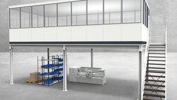 Hallenbüro auf Stahlbau 4-seitig 9,00 x 4,50 m 40,5 m² (HS4-9045)