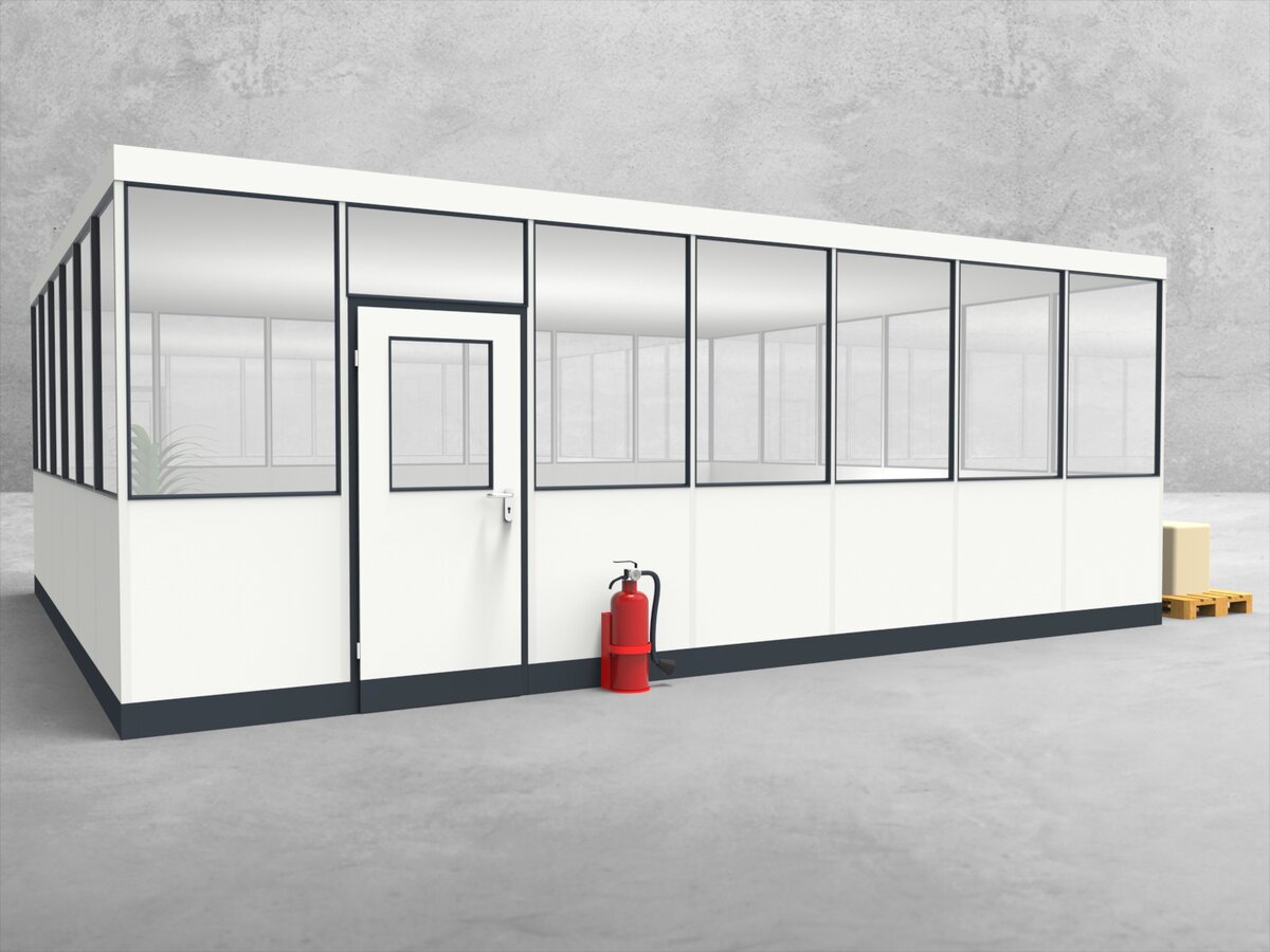 Aussenansicht für Hallenbüro 4-seitig 7,00 x 6,00 m System RS 45 von Becker Raumsysteme - Artikel HB4-7060