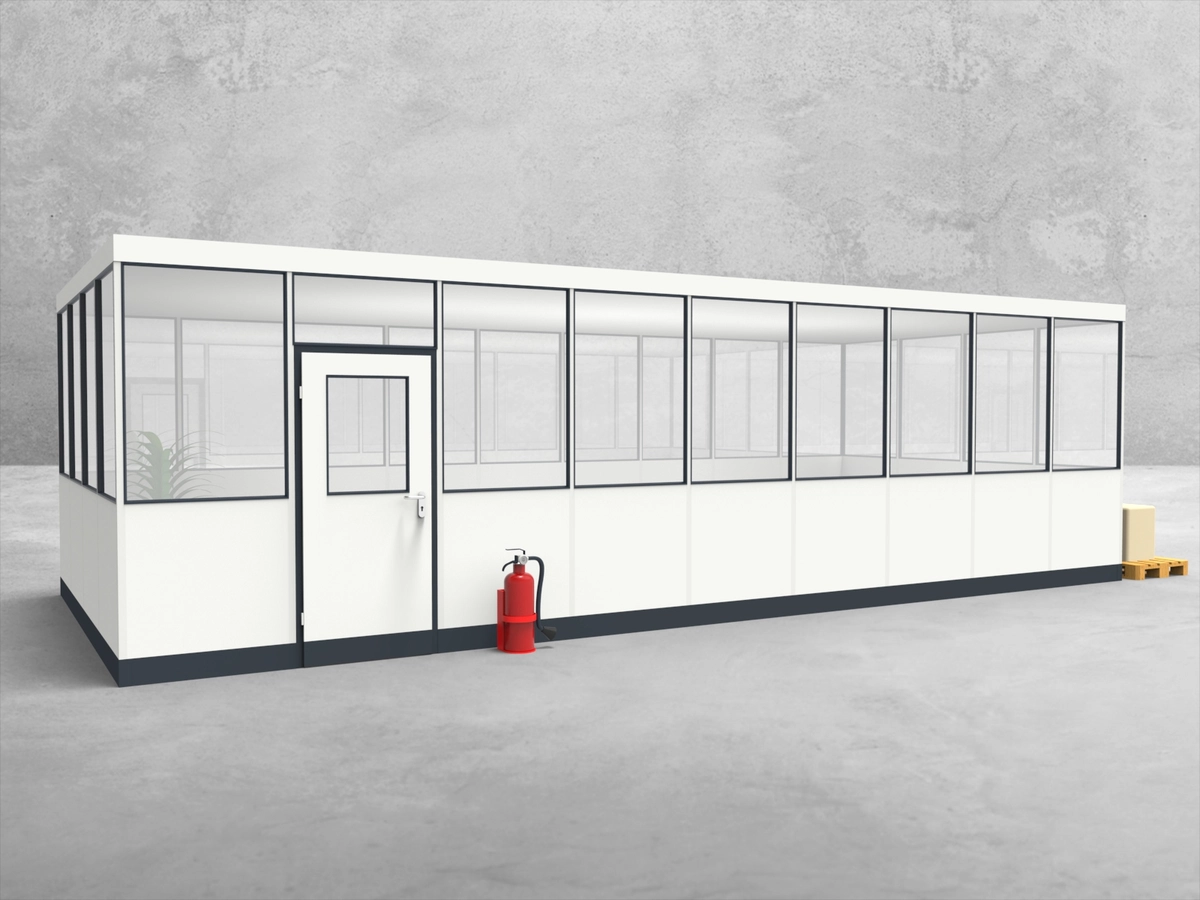 Aussenansicht für Hallenbüro 4-seitig 9,00 x 4,00 m System RS 45 von Becker Raumsysteme - Artikel HB4-9040