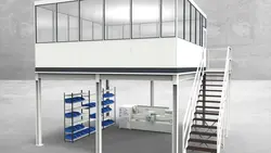 Hallenbüro auf Stahlbau 4-seitig 5,50 x 5,50 m 30,25 m² (HS4-5555)
