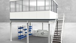 Hallenbüro auf Stahlbau 4-seitig 5,50 x 5,50 m 30,25 m² (HS4-5555)