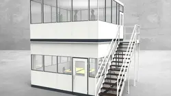 Hallenbüro als Doppelstock 4-seitig 4,50 x 4,50 m 20,25 m² (HD4-4545)