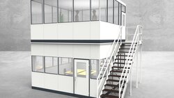 Hallenbüro als Doppelstock 4-seitig 4,50 x 4,50 m 20,25 m² (HD4-4545)