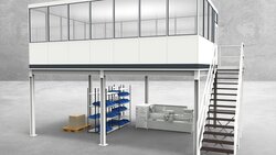 Hallenbüro auf Stahlbau 4-seitig 7,00 x 4,50 m 31,5 m² (HS4-7045)