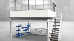 Hallenbüro auf Stahlbau 4-seitig 5,50 x 5,00 m 27,5 m² (HS4-5550)