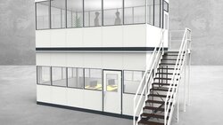 Hallenbüro als Doppelstock 4-seitig 6,00 x 3,50 m 21 m² (HD4-6035)