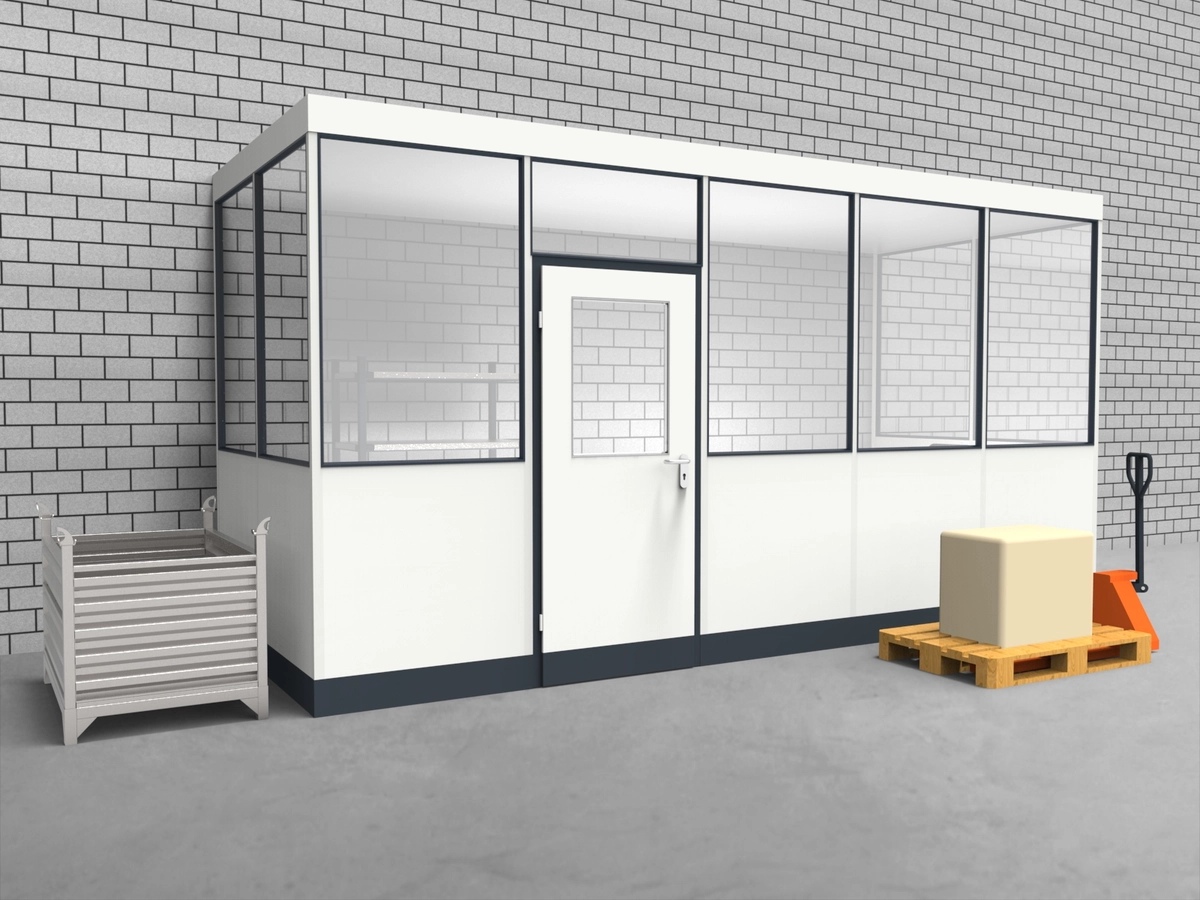 Aussenansicht für Hallenbüro 3-seitig 5,00 x 2,00 m System RS 45 von Becker Raumsysteme - Artikel HB3-5020