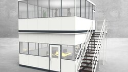 Hallenbüro als Doppelstock 4-seitig 5,00 x 5,00 m 25 m² (HD4-5050)