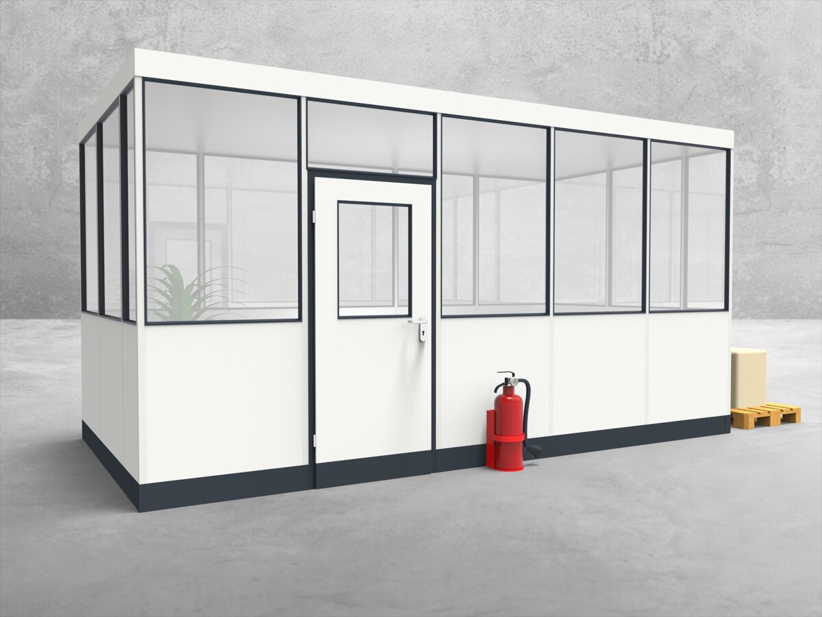 Aussenansicht für Hallenbüro 4-seitig 5,00 x 2,50 m System RS 45 von Becker Raumsysteme - Artikel HB4-5025