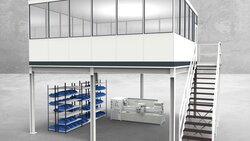 Hallenbüro auf Stahlbau 4-seitig 6,00 x 5,50 m 33 m² (HS4-6055)