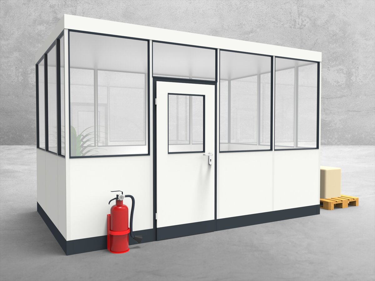 Aussenansicht für Hallenbüro 4-seitig 4,00 x 2,50 m System RS 45 von Becker Raumsysteme - Artikel HB4-4025