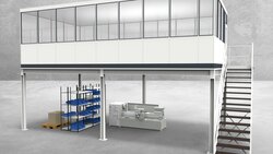 Hallenbüro auf Stahlbau 4-seitig 8,50 x 4,50 m 38,25 m² (HS4-8545)