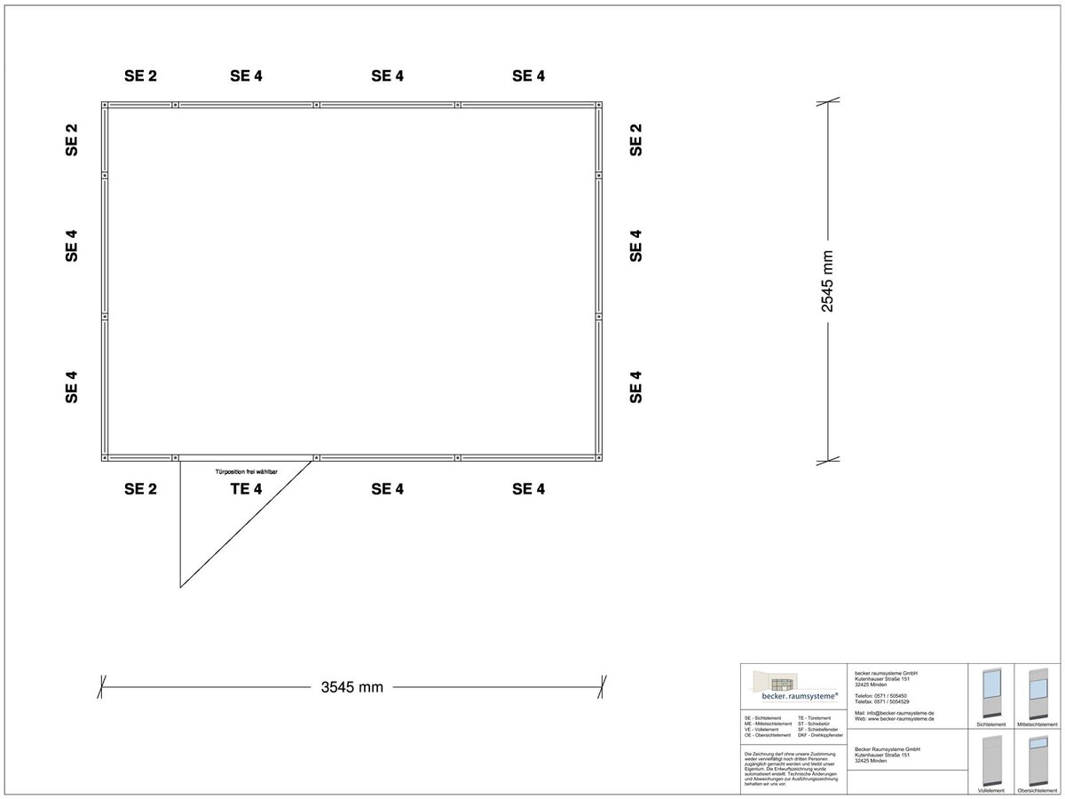 Zeichnung für M System RS 45 von Becker Raumsysteme - Artikel HM4-3525