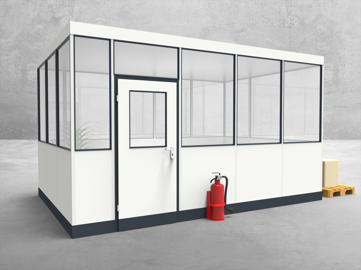 Aussenansicht für Hallenbüro 4-seitig 4,50 x 3,00 m System RS 45 von Becker Raumsysteme - Artikel HB4-4530