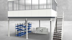 Hallenbüro auf Stahlbau 4-seitig 6,50 x 5,00 m 32,5 m² (HS4-6550)