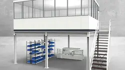 Hallenbüro auf Stahlbau 4-seitig 6,50 x 5,00 m 32,5 m² (HS4-6550)