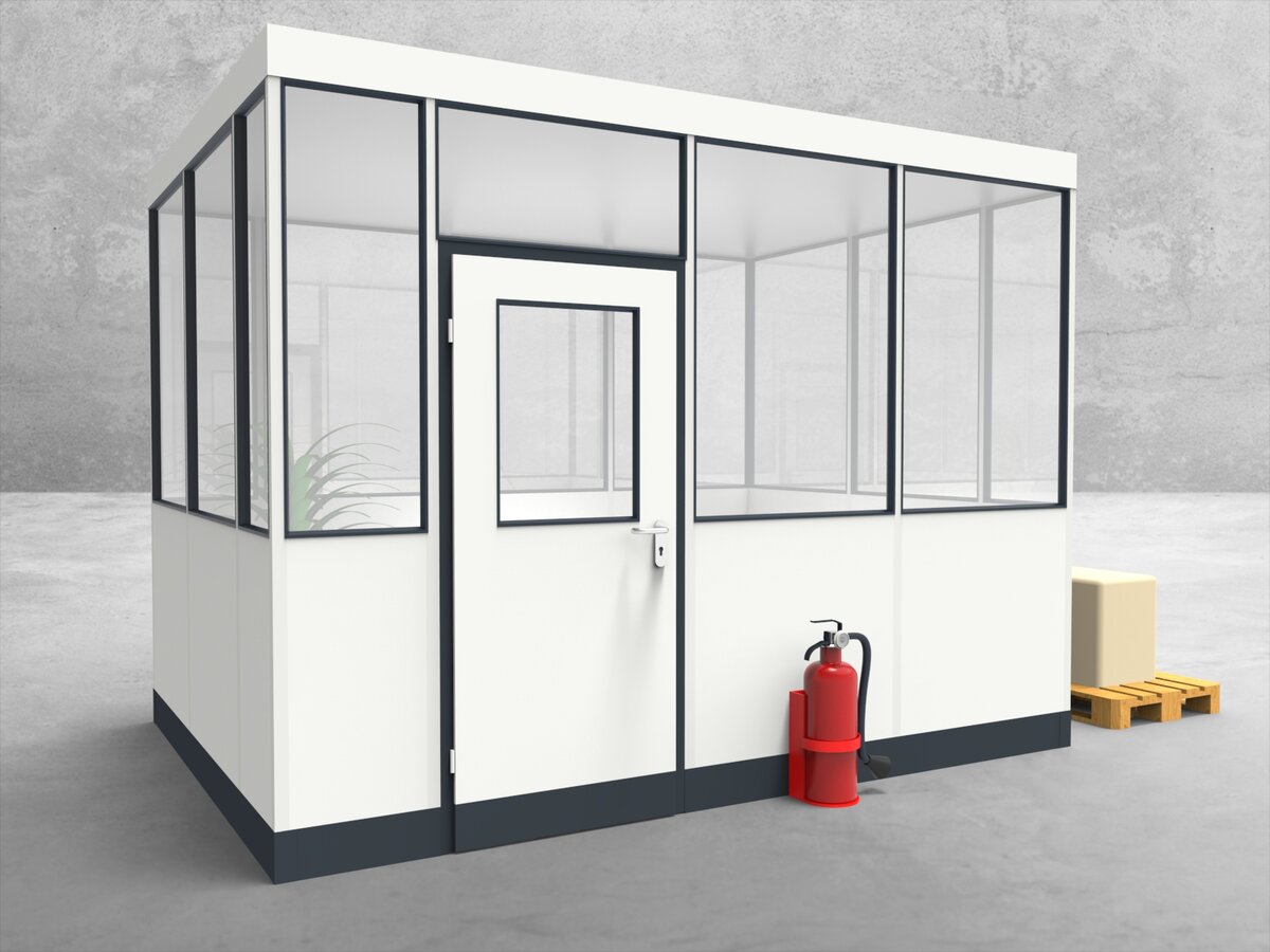 Aussenansicht für Hallenbüro 4-seitig 3,50 x 2,50 m System RS 45 von Becker Raumsysteme - Artikel HB4-3525