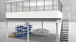 Hallenbüro auf Stahlbau 4-seitig 7,50 x 5,50 m 41,25 m² (HS4-7555)