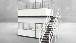 Hallenbüro als Doppelstock 4-seitig 4,50 x 3,00 m 13,5 m² (HD4-4530)