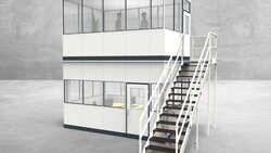 Hallenbüro als Doppelstock 4-seitig 4,50 x 3,00 m 13,5 m² (HD4-4530)