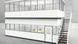 Hallenbüro als Doppelstock 4-seitig 8,50 x 4,50 m 38,25 m² (HD4-8545)
