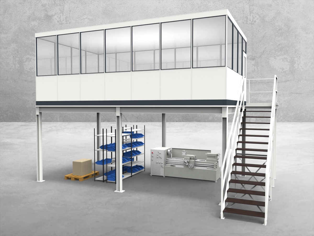 Zeichnung für Hallenbüro auf Stahlbau 4-seitig 6,50 x 6,00 m System RS 45 von Becker Raumsysteme - Artikel HS4-6560