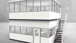 Hallenbüro als Doppelstock 4-seitig 6,00 x 6,00 m 36 m² (HD4-6060)